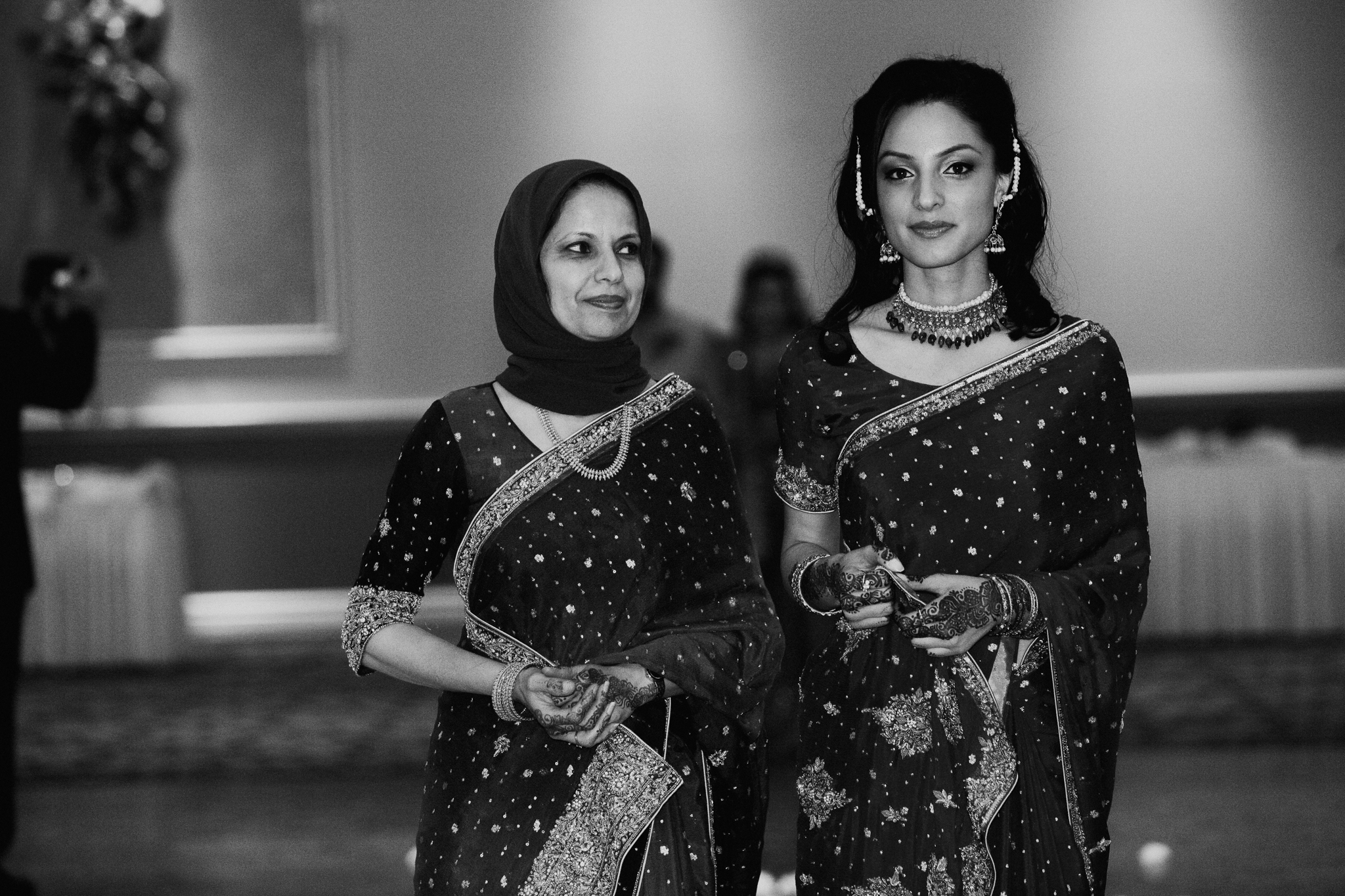 Mother and sister of bride at Mehndi wedding 