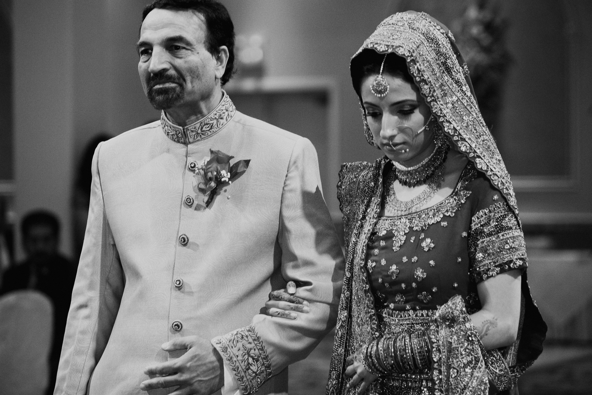 Father walks bride down aisle Indian wedding photo