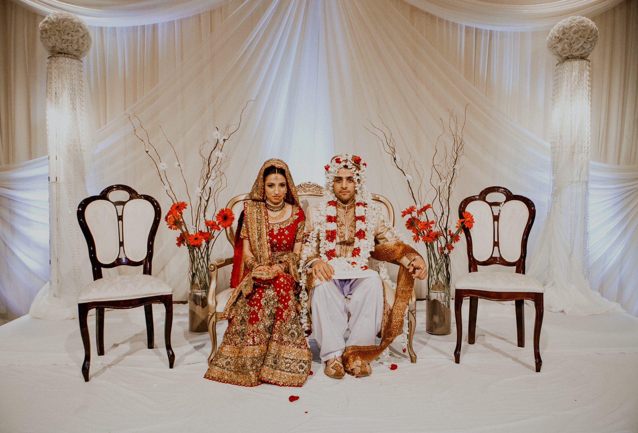 Portrait of bride and groom at Indian wedding ceremony