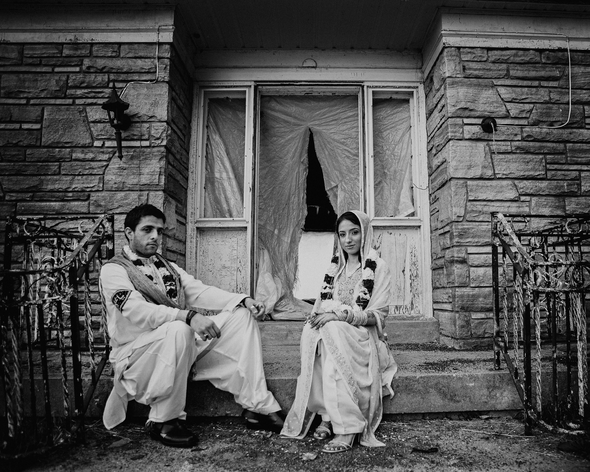 Bride and groom portrait Indian wedding photographer