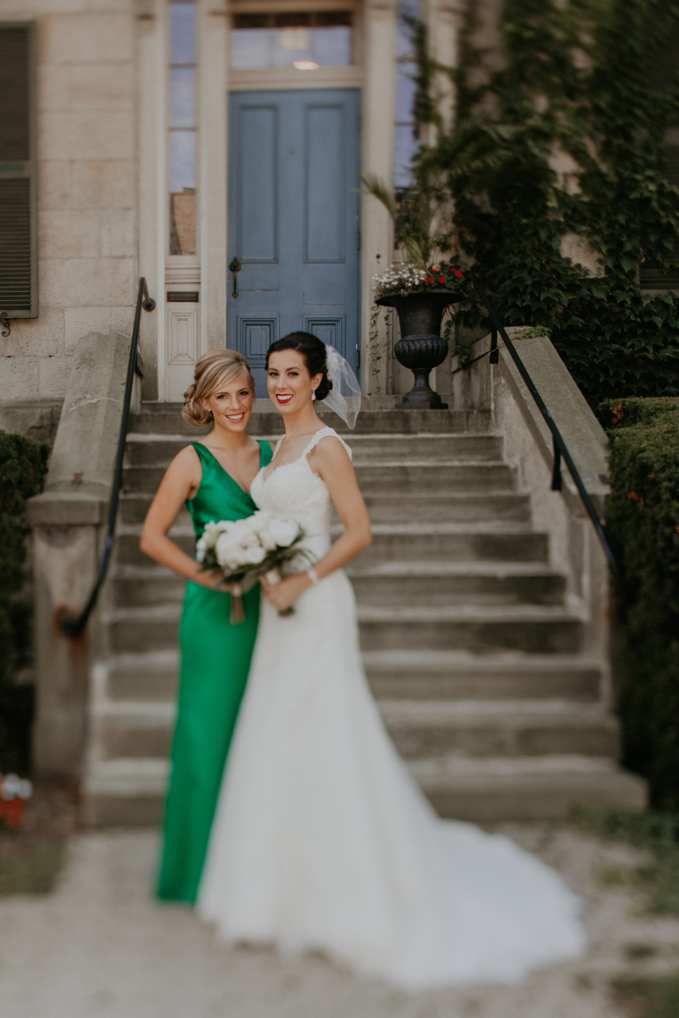 Portrait of bride and bridesmaid on wedding day