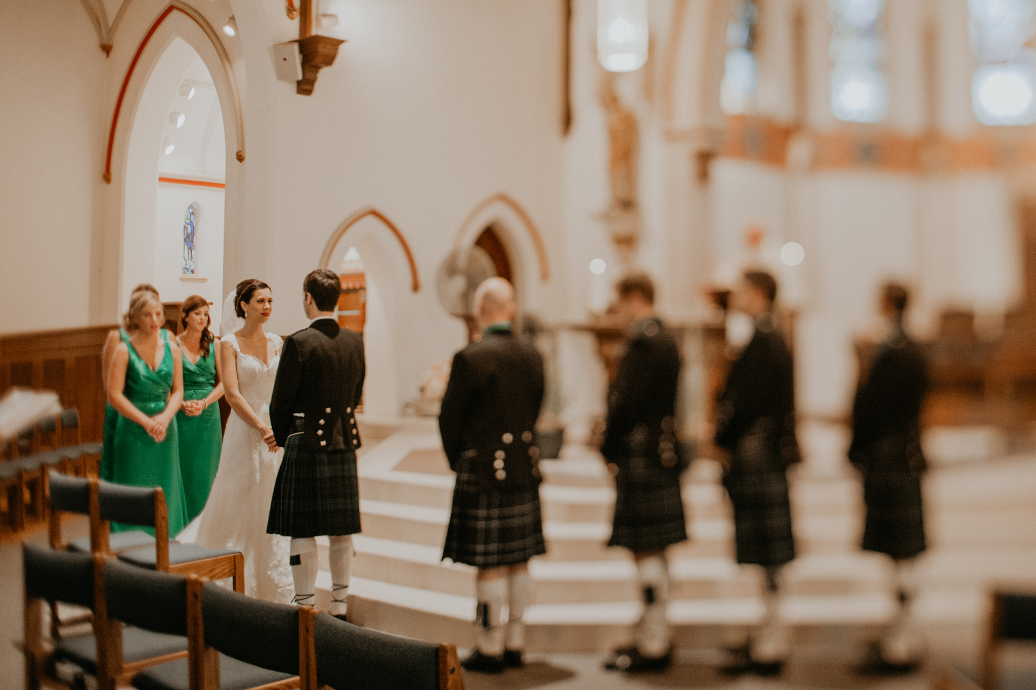 Wedding party in Scottish church wedding