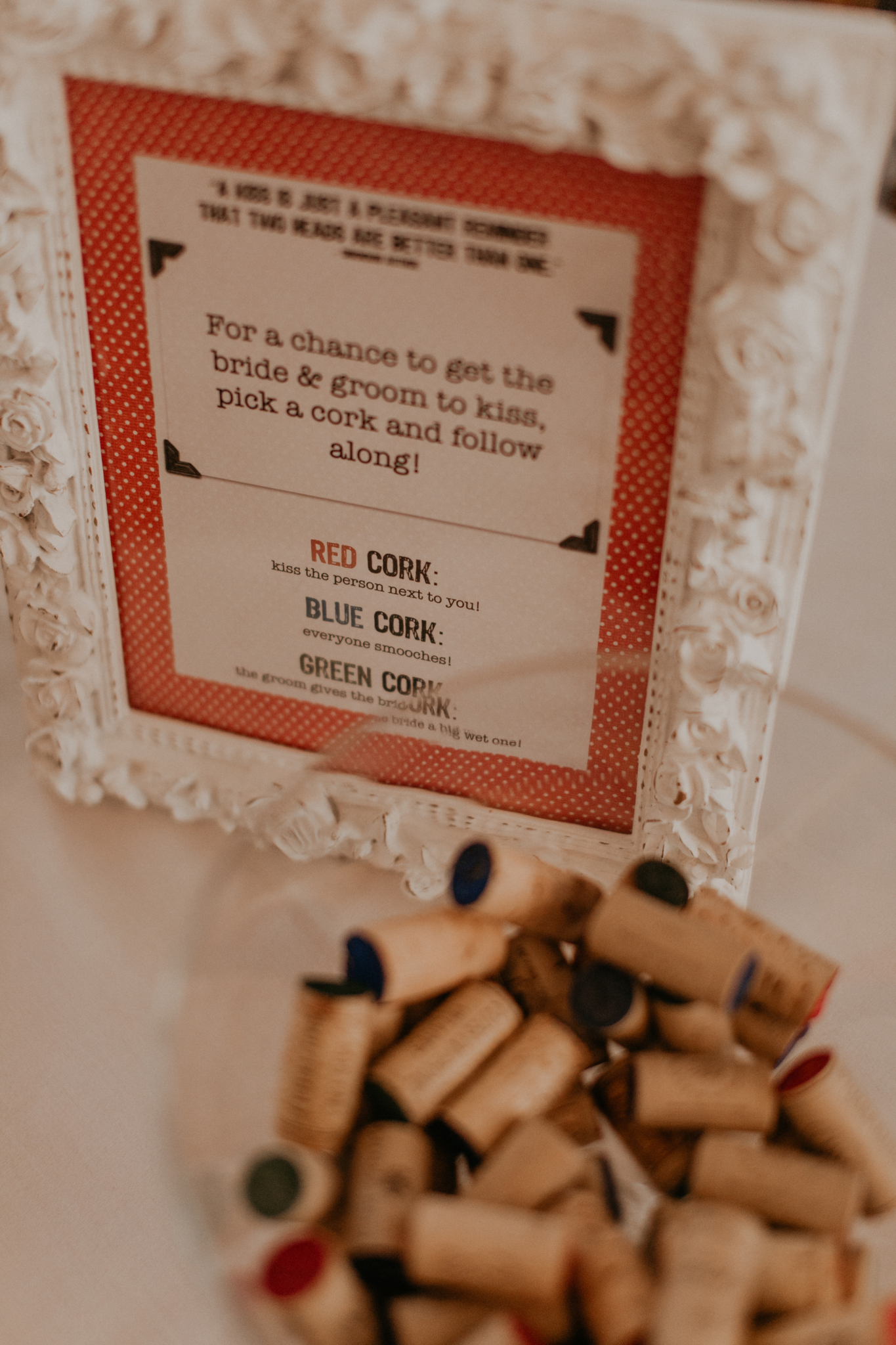 Wedding day details of wine corks and wedding game instructions