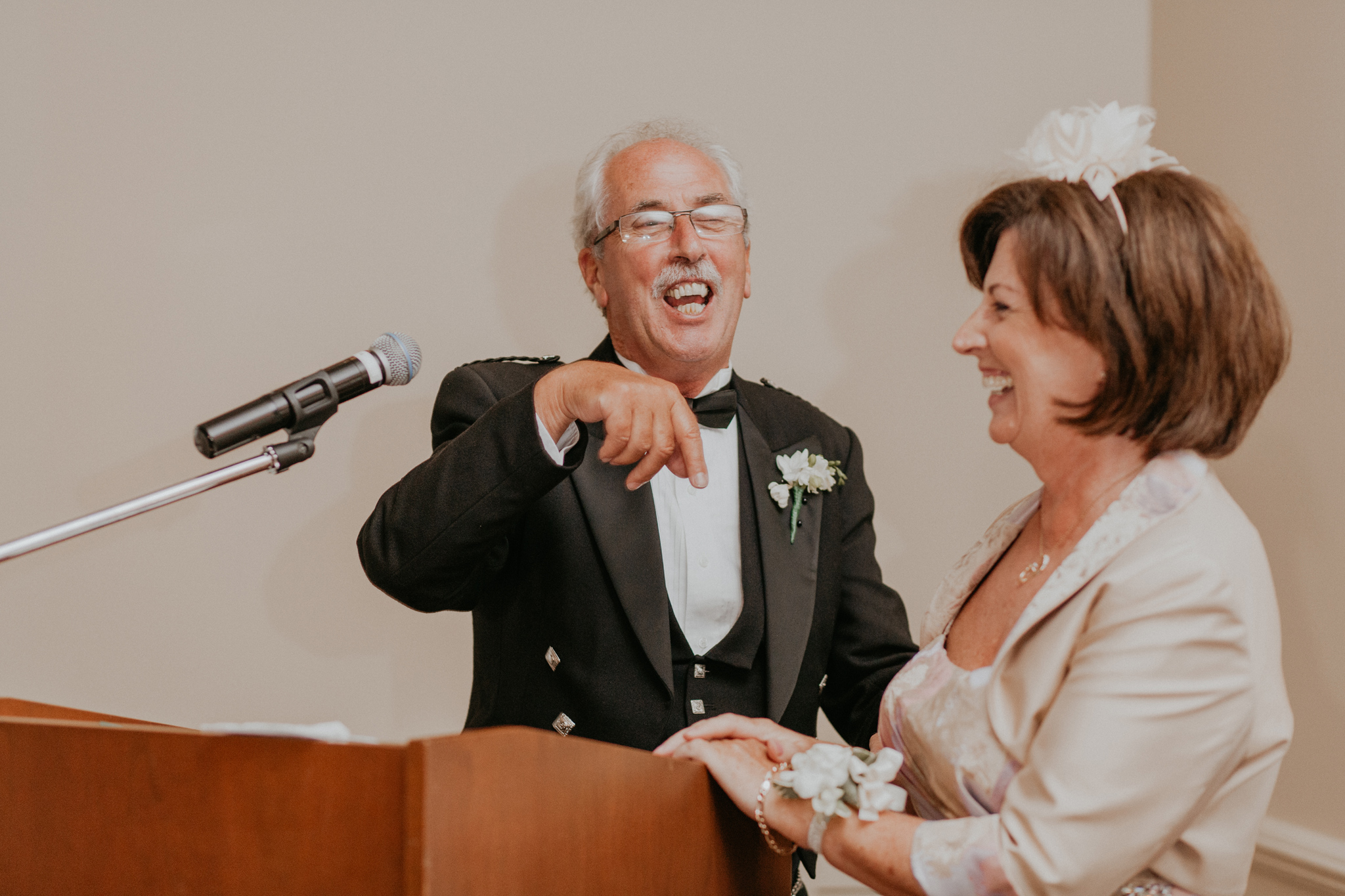 Funny wedding speeches candid documentary photo