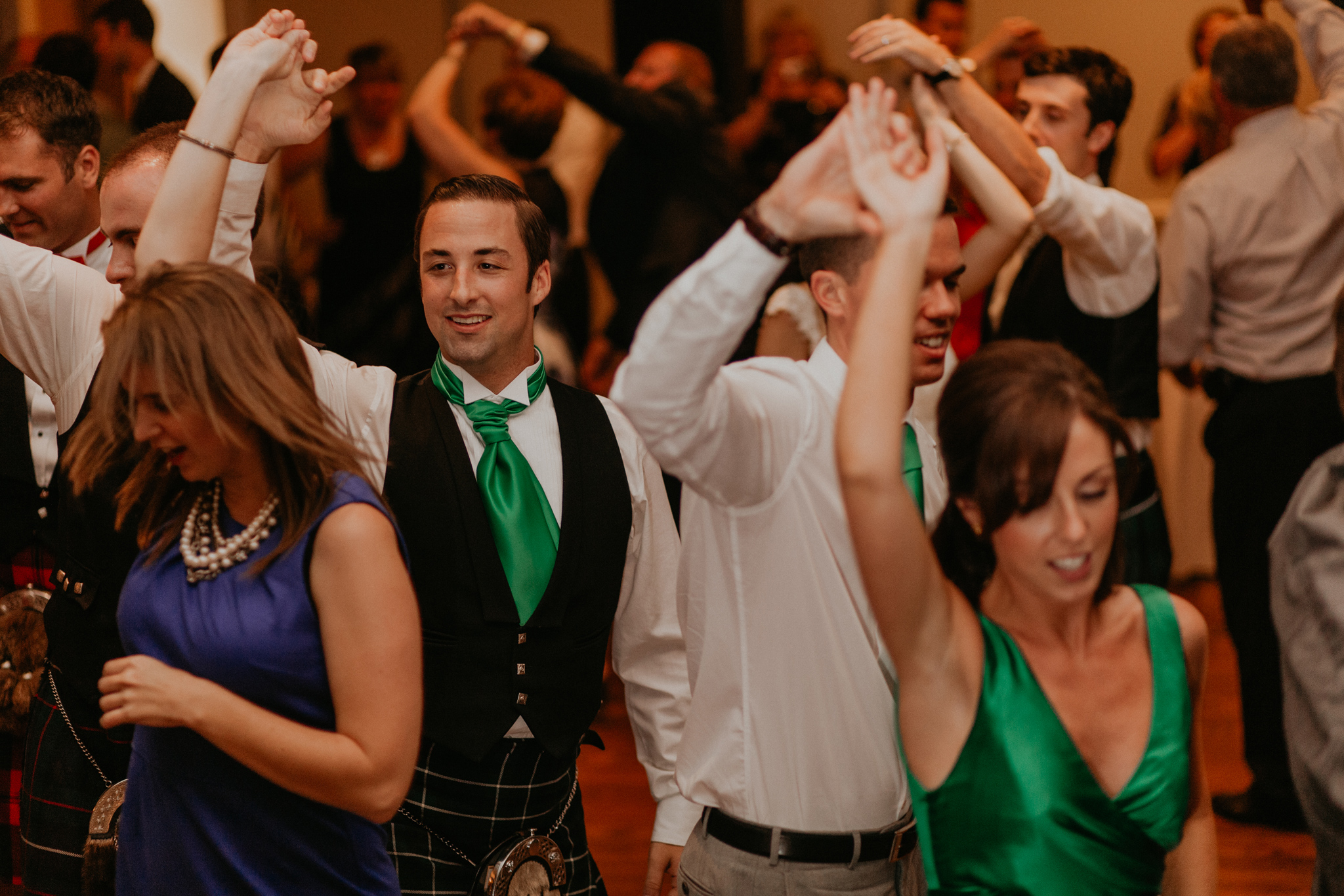 Guests dance at Scottish wedding reception