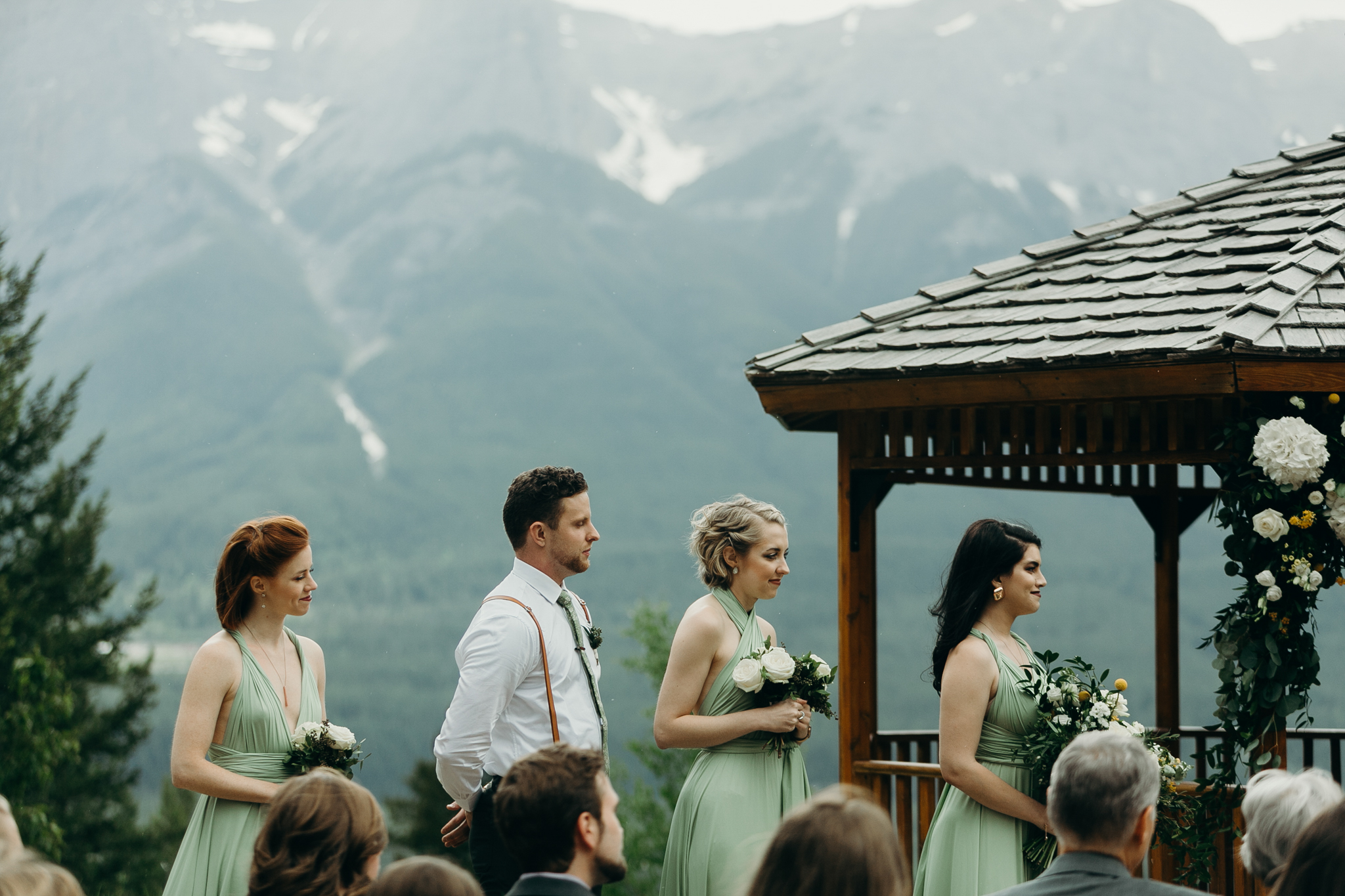 Wedding ceremony at Silvertip Resort gazebo Canmore Alberta