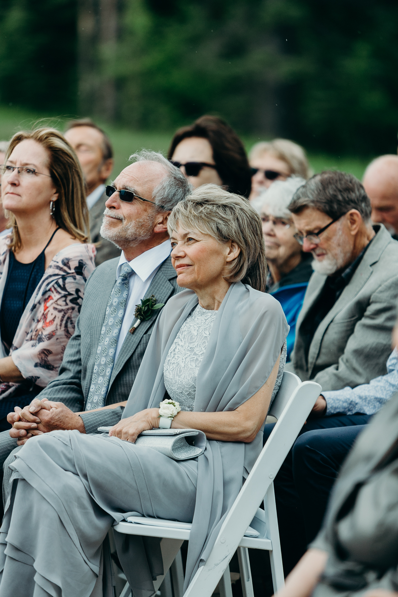 Mother and father of groom at Silvertip Resort wedding ceremony